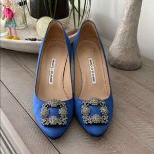 Manolo Blahnik Royal Blue Heels with Embellished Buckle
